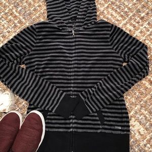 Calvin Klein velour striped zip up hoodie size S
